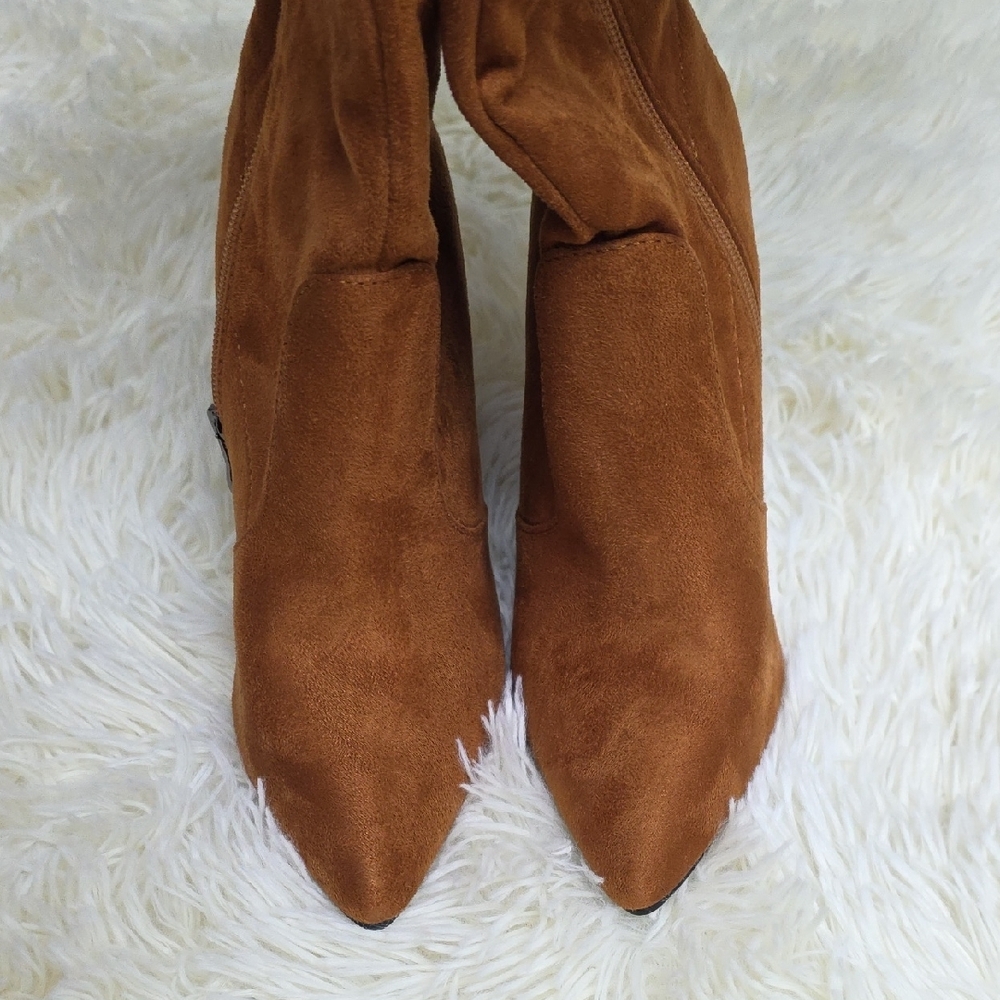 Brown Suede Knee-High Boots - Picture 9 of 14